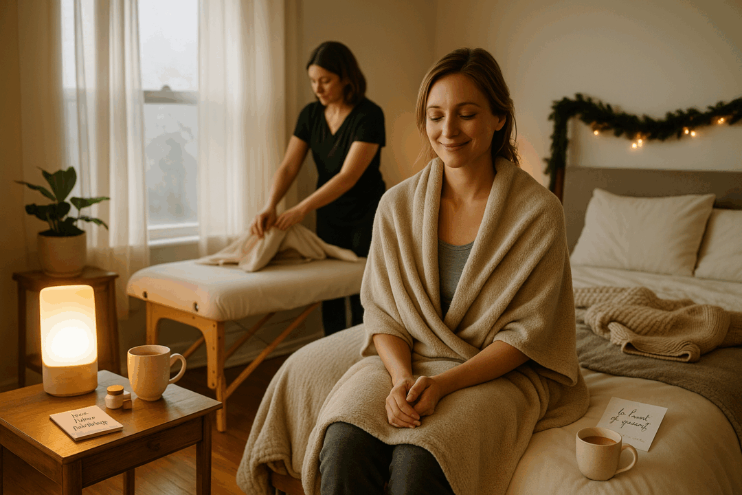 Picture of woman smiling after a massage by Nashville Massage Company